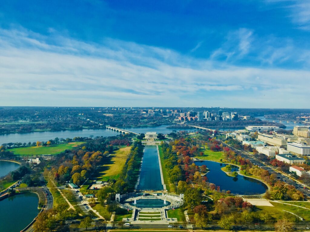 Lincoln Memorial and surrounding landscape in Washington, D.C