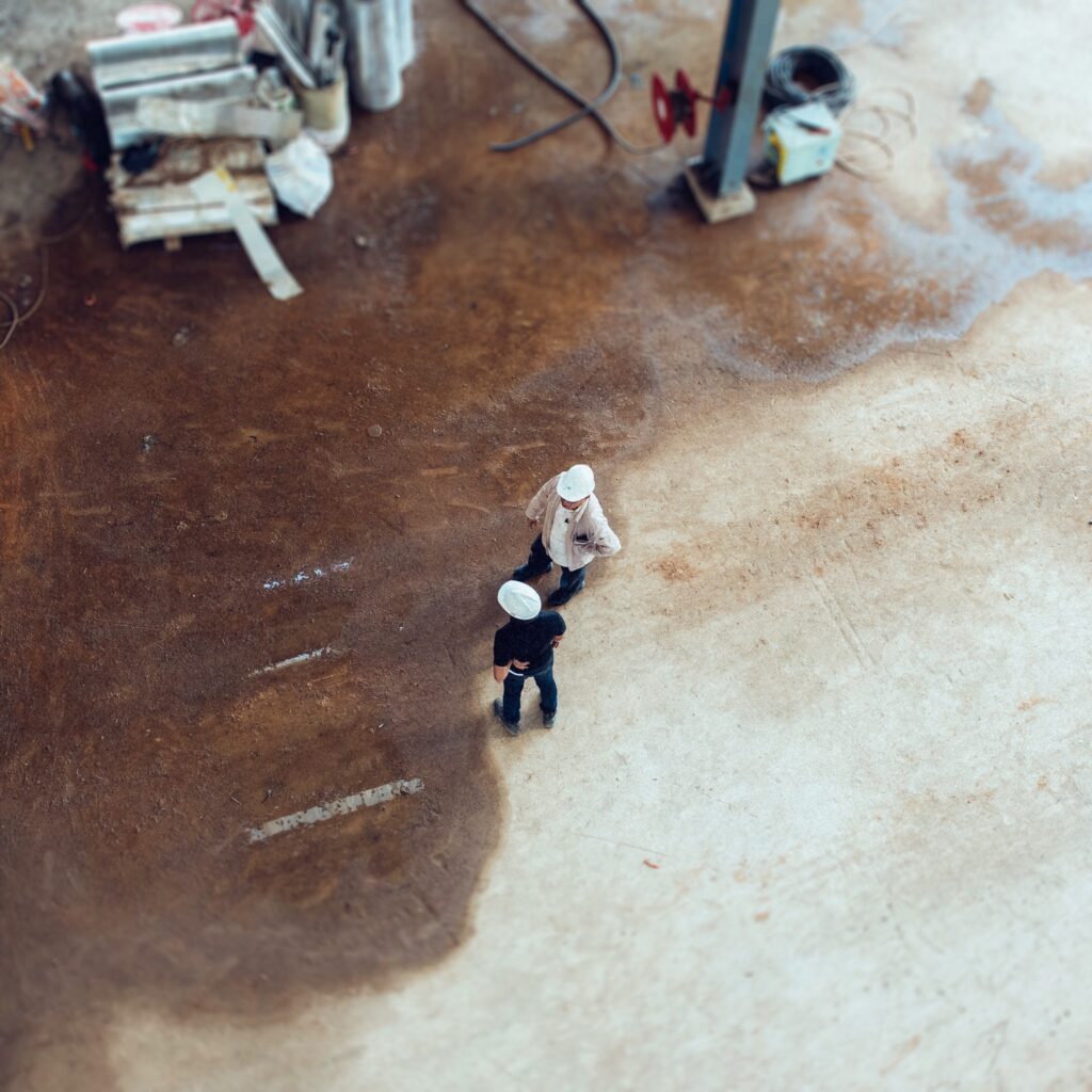 Engineers working together at an active construction site