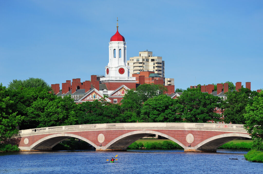 John W. Weeks Bridge clock tower over Charles River